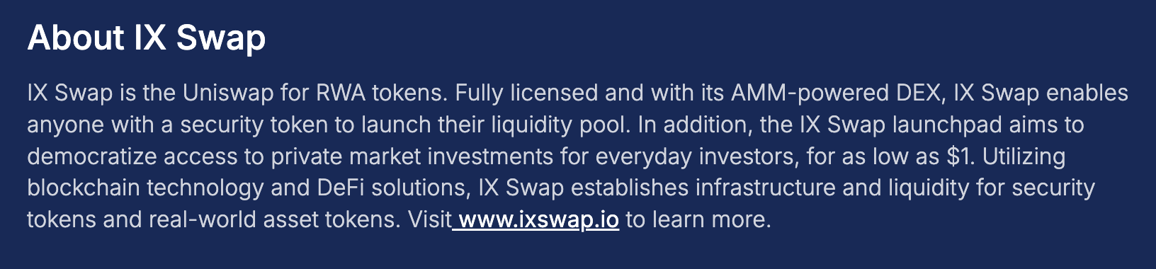 what is ix swap